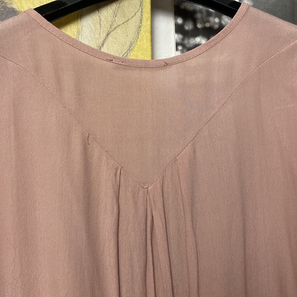 Oversized Balloon Long Sleeve Oversized Top Italy Blush Pink Viscose V-neck Boho - Picture 10 of 11